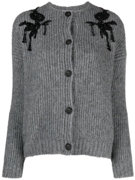 embroidered round-neck cardigan