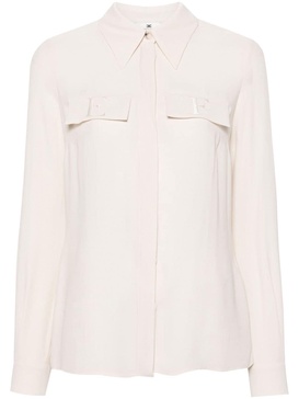 logo-embroidered georgette shirt