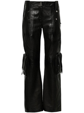 straight-leg leather cargo trousers