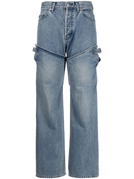 detailed straight-leg jeans