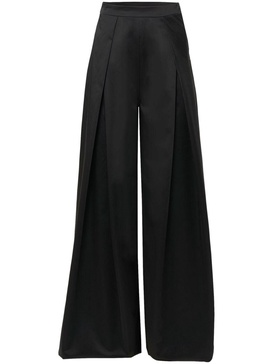 high-waist satin wide-leg trousers