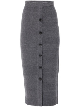 buttoned knitted midi skirt