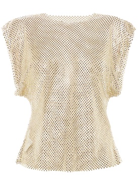 rhinestone sheer sleeveless blouse