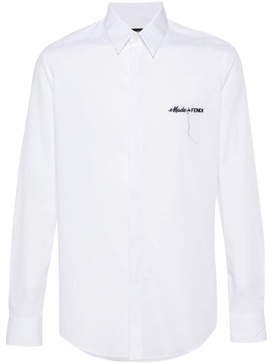 White Cotton Shirt with Italian Collar