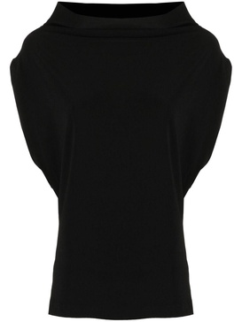 wide-neck sleeveless top