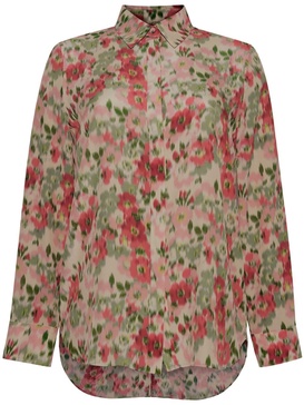 floral-print silk shirt