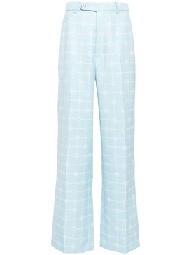 Heart Monogram-jacquard wool trousers