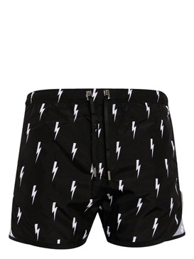 lightning-print swim shorts