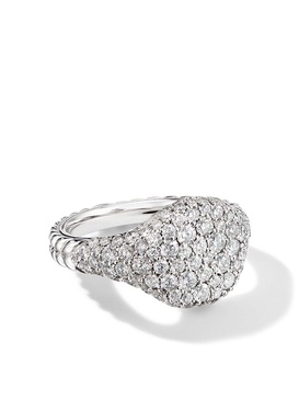 18kt white gold mini Chevron Pavé diamond pinky ring