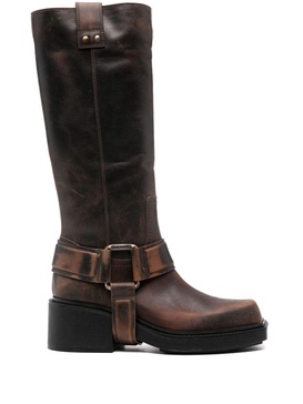 Saddle calf-length boots