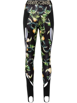 cut-out detailed lemon-print leggings