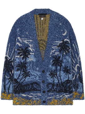 beach-print knitted cardigan 