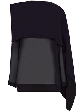 asymmetric semi-sheer chiffon top