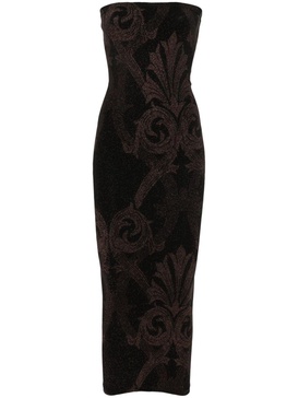 floral-jacquard metallic midi dress