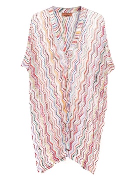 V-neck zigzag-woven kaftan