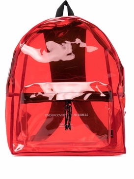 logo print transparent backpack