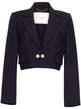 faux pearl-button cropped blazer