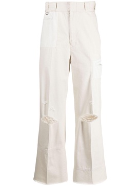 distressed straight-leg trousers