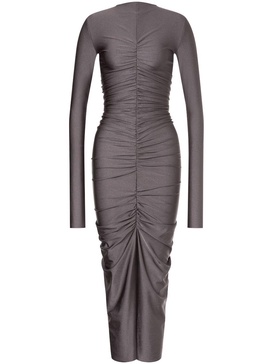 ruched midi dress