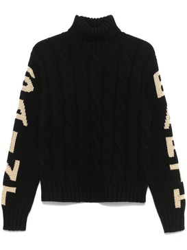 logo-jacquard turtleneck sweater