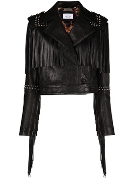 fringed cropped leather jacket