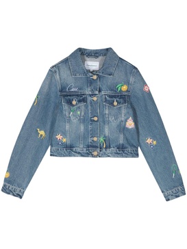 embroidered-motif denim jacket