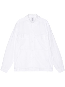 long-sleeve cotton-linen blend shirt