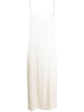 lace-trimmed satin slip dress