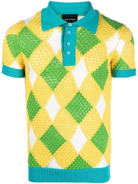 geometric-pattern knitted polo shirt