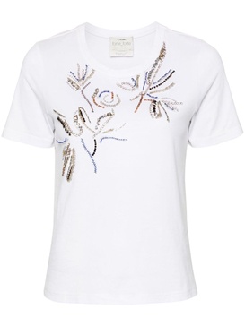 bead-embellishment cotton T-shirt