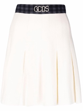 embellished logo-waistband skirt