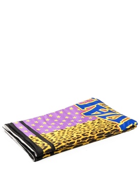 patchwork leopard-print beach towel