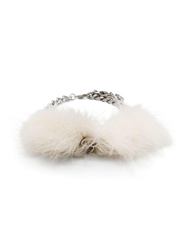 feather-embellished monogram-detail choker