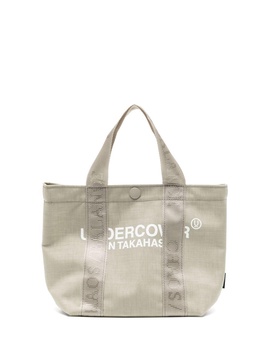 logo-print canvas tote bag