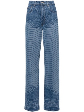 laser-print straight-leg jeans