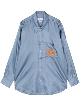 logo-appliqué satin shirt