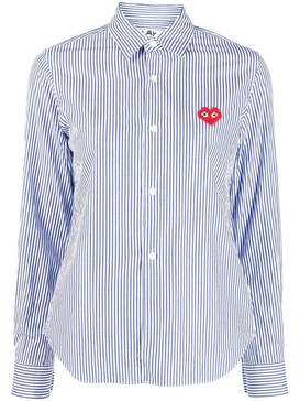 logo-patch striped shirt