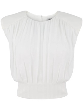 pleated sleeveless blouse