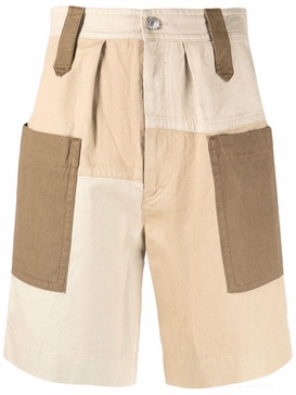 Kalerna cotton and linen colorblocked shorts