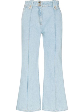 flared cropped denim jeans