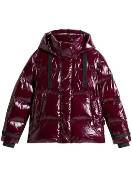 glossy-finish parka coat