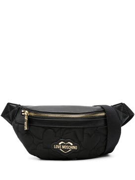 logo-lettering quilted belt bag