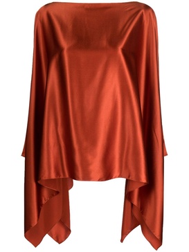 satin-finish cape-style blouse