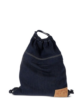 logo-patch denim backpack