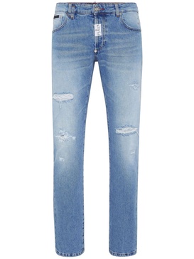 distressed-effect straight-leg jeans