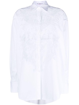 lace-pattern cotton shirt 