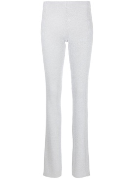 ribbed-knit slip-on trousers