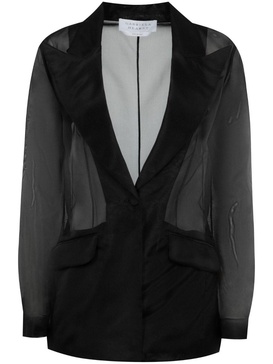 semi-sheer single-breasted silk blazer