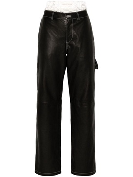 leather straight-leg trousers