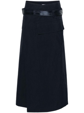 Blue Belted Trench Wrap Skirt